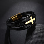 Men's Cross Leather Bracelet