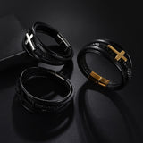 Men's Cross Leather Bracelet