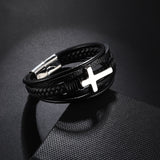 Men's Cross Leather Bracelet