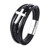 Men's Cross Leather Bracelet